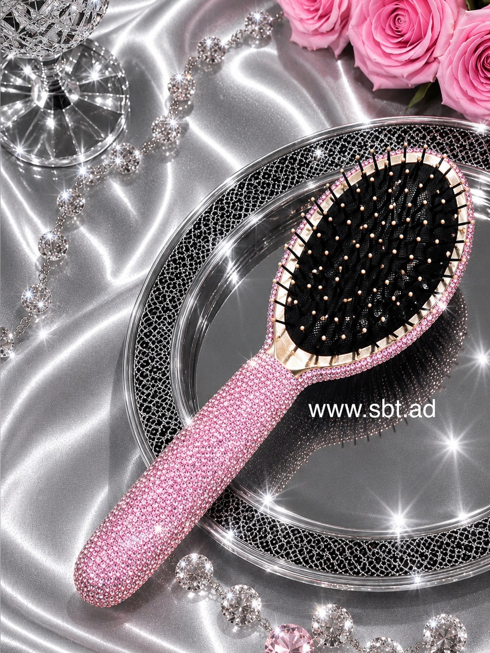 NEW Rhinestone Hair Brush Sparkling Bling Swarovski Crystal FREE +Gift!